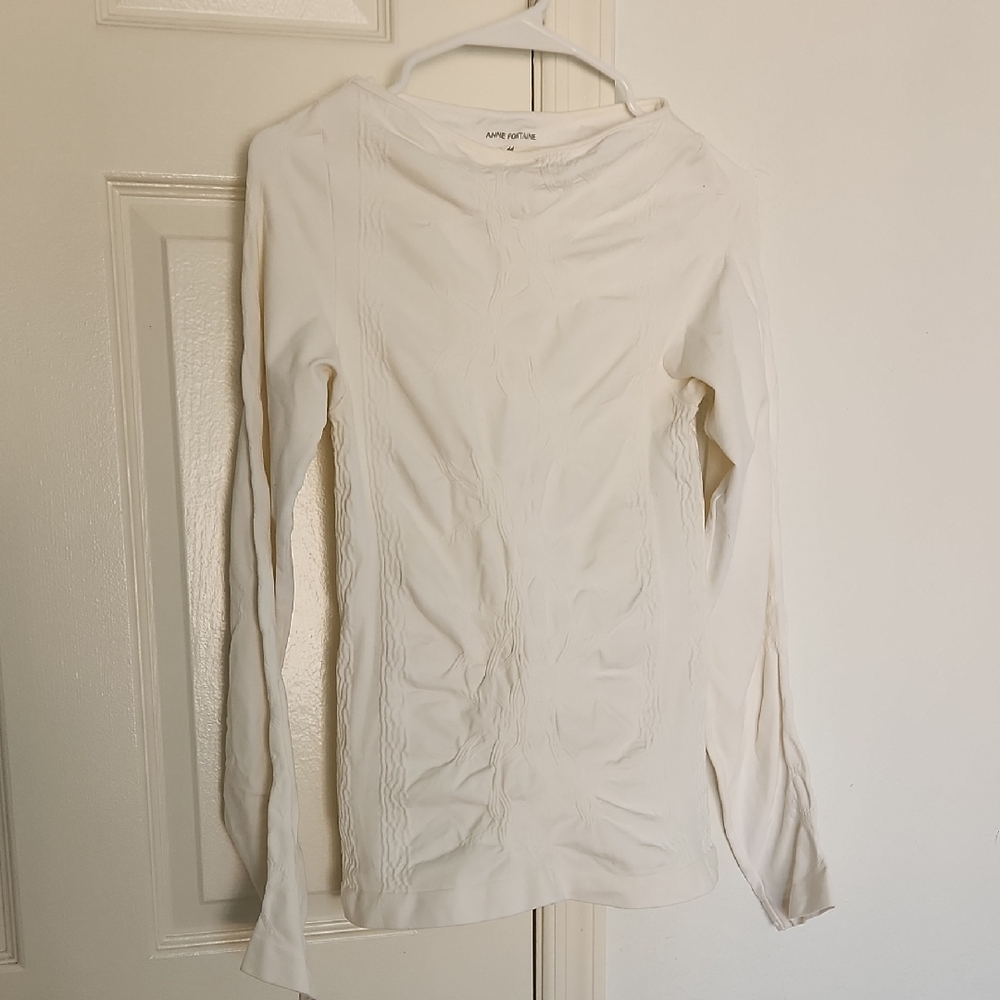 Anne Fontaine White Longsleeved Stretchy Soft Textured Shirt 44